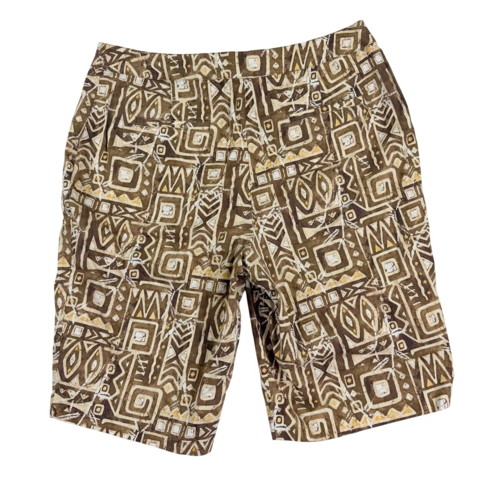 Chicos Shorts Womens‎ Chicos Size 2 Large Brown Geometric Tribal Batik Print